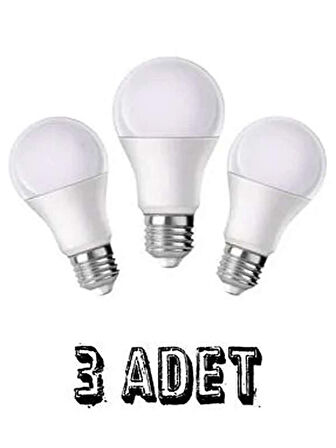 Led Ampul E27 Normal Duy 9w Beyaz Işık 3 Adet 3llllbeyaz