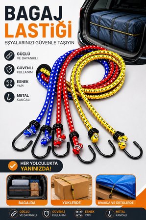 Aç Bagaj Gergi Lastiği Kancalı Bagaj Düzenleyici Esnek Kalın Motosiklet & Bisiklet Kancalı Bagaj Gergi Lastiği