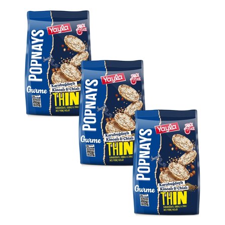 Yayla Popnays Gurme Karabuğday Kinoa ve Chialı İnce Pirinç Patlağı 80 g x3