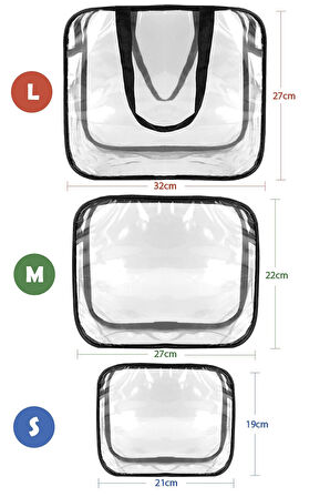 Kadın 3 Adet Şeffaf Seyahat Makyaj Çantası Şeffaf Makyaj Çantası