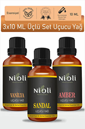Nioli Vanilya, Sandal, Amber Esansiyel Uçucu Yağ Buhurdanlık Yağı Aromaterapi Yağı 10 ML