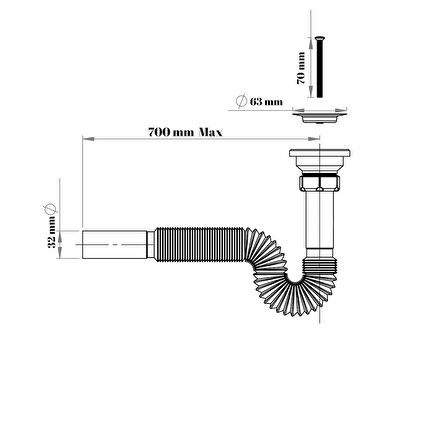 3 Adet Gri Lavabo Sifonu ve Conta Seti – Komple Ev Lavabo Değişim Seti Yüksek Kalite