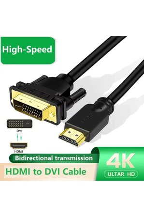 3 Metre HDMI DVI Kablo 24+1 Erkek Altın Uçlu 1080P Full HD Monitör Projeksiyon TV Bilgisayar Uyumlu Dayanıklı Örgü Kılıf Çift Yönlü Görüntü Aktarım Dönüştürücü Bağlantı Aparatı Aparat