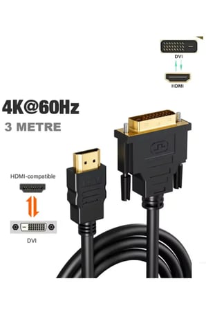 3 Metre HDMI DVI Kablo 24+1 Erkek Altın Uçlu 1080P Full HD Monitör Projeksiyon TV Bilgisayar Uyumlu Dayanıklı Örgü Kılıf Çift Yönlü Görüntü Aktarım Dönüştürücü Bağlantı Aparatı Aparat