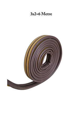 Kapı Pencere Fitili Yapışkanlı ( Kahverengi ) Kapı Pencere Bandı Bantları 3*2Metre=6 Metre