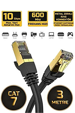3 Metre 3mt Cat7 Patch Kablo Cat7 Ethernet Kablosu 10gbps Internet Kablosu Rj45 Network Cord Patch