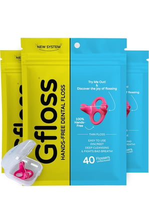 Gfloss Elsiz Diş İpi 3'lü Paket (120 Adet) + Saklama Kutusu, Aromasız Seyahat Boyu