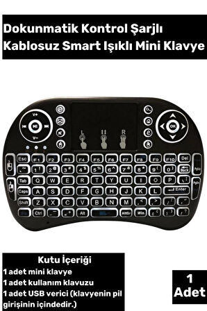 Işıklı Kablosuz Mini Klavye Tv Televizyon Ps3 Dokunmatik Mouse XBox