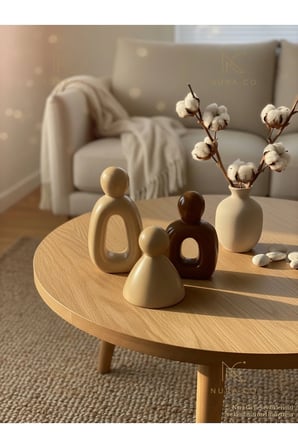 3'lü Anne Baba Çocuk Soyut Aile Heykeli Set Dekoratif Biblo Minimalist Boho Ev Dekor Hediyelik