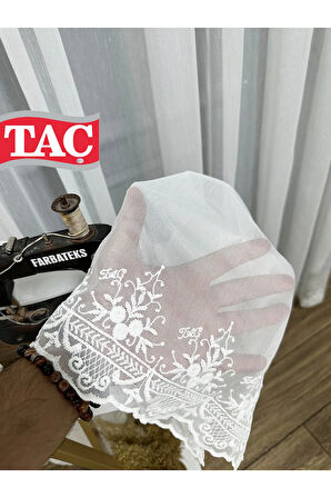 Çiçek İşlemeli Ütü İstemeyen Kırışmaz 3 Kat Pileli Tül