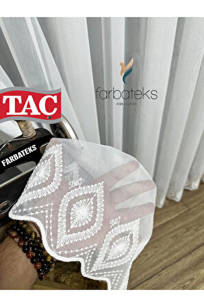 Damla İşlemeli Ütü İstemeyen Kırışmaz 3 Kat Pileli Tül