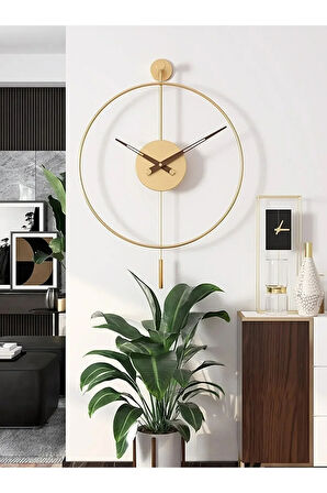 Timelles-Gold 3'lü Tiktok 37x55cm Elegante Set ( Ceviz 18 Akrep Yelkovan )- Çiçeklik 60 Yükseklik