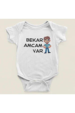 Bekar Amcam Var Yazılı Pamuklu Yumuşak Unisex Çıtçıtlı Body Zıbın