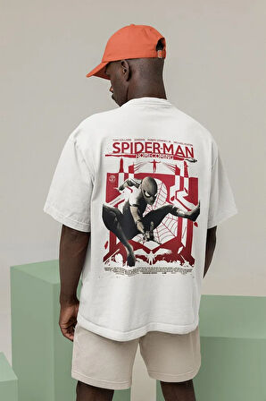 Spider-Man Homecoming Filmi Baskılı Unisex Tişört, Oversize Marvel Tişört