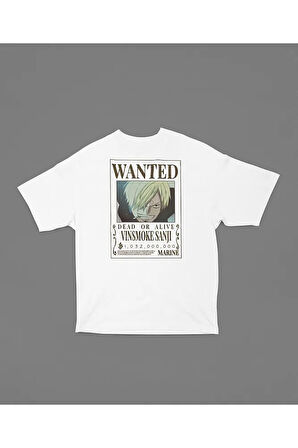 Vinsmoke Sanji Wanted Baskılı Unisex Tişört, Oversize Anime Tişört