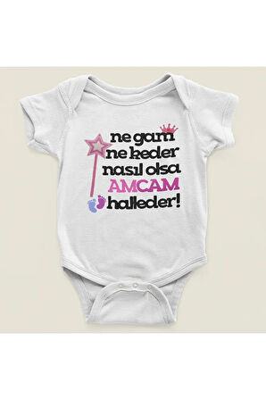 Amcam Halleder ! Yazılı Pamuklu Yumuşak Unisex Çıtçıtlı Body Zıbın