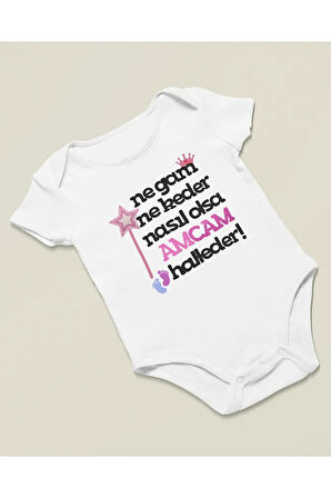Amcam Halleder ! Yazılı Pamuklu Yumuşak Unisex Çıtçıtlı Body Zıbın