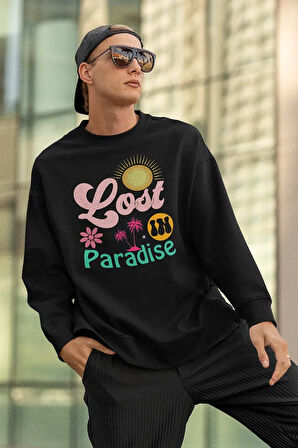 Lost In Paradise Yazılı Unisex Oversize Sweatshirt