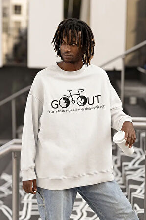 Burns Fats Not Oil Yazılı Unisex Oversize Sweatshirt