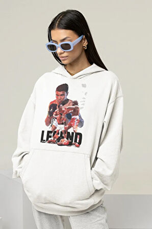 Legend Muhammeed Alii Clay Baskılı Unisex Oversize Boksör Hoodie