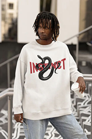 Insticnt Yazılı Unisex Oversize Tasarım Sweatshirt