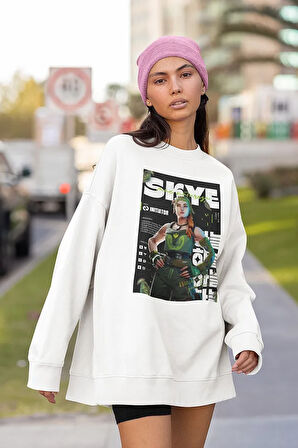 Skye Baskılı Unisex Oversize Vallorant Karakter Sweatshirt