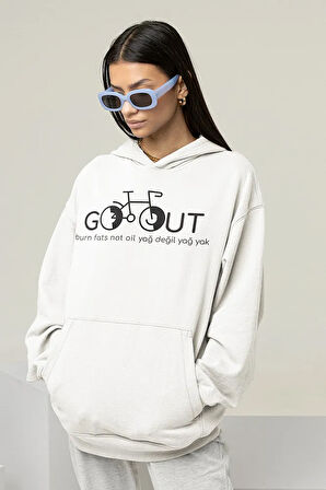 Burn Fats Not Oil Yazılı Unisex Oversize Yağ Değil Yağ Yak Yazılı Hoodie