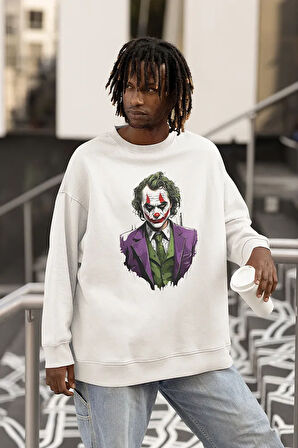 Tasarım Joker Baskılı Unisex Oversize Dc Karakter Sweatshirt