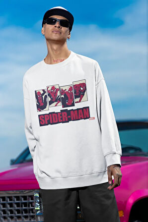 Tasarım Spider-Man Baskılı Unisex Oversize Örümcek Adam Sweatshirt