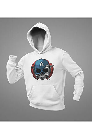 Avengers Kaptan Amerika Baskılı Unisex Oversize Hoodie