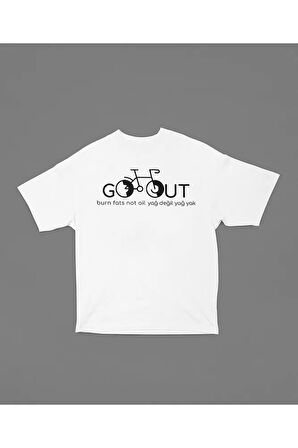 Burns Fat Not Oil Yazılı Unisex Tişört, Oversize Yağ Değil Yağ Yak Yazılı Tişört