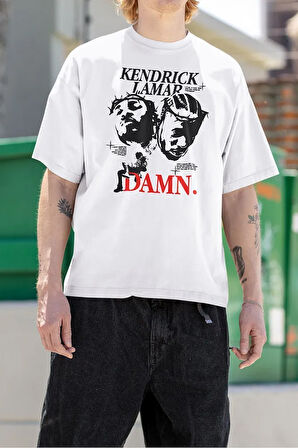 Kendrick Lamar Damn Yazılı Unisex Rap Tişört, Oversize Rapper Tişört