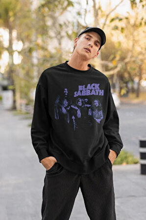 Tasarım Black Sabbath Baskılı Unisex Oversize Müzik Grubu Sweatshirt
