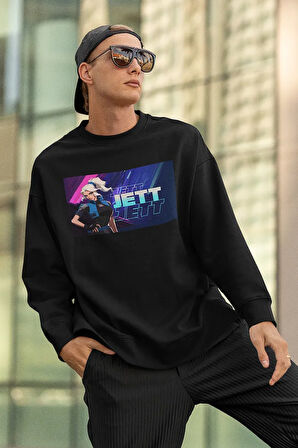 Jett Baskılı Unisex Oversize Valoorant Sweatshirt