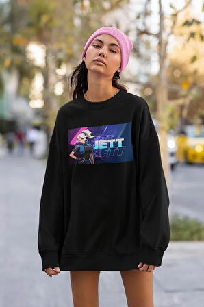 Jett Baskılı Unisex Oversize Valoorant Sweatshirt