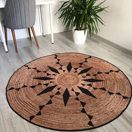 Yoga Etnik Desen Hasır Görünüm Dijital Baskı Kaymaz Taban Yıkanabilir Kilim