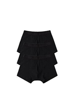 Erkek Siyah Boxer 3'lü Set Likralı