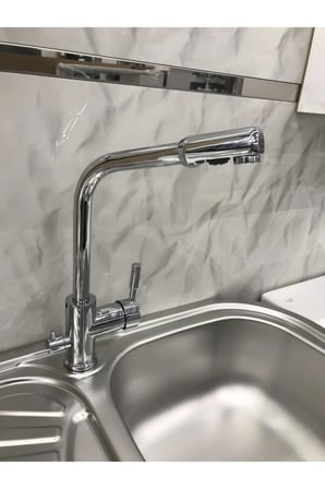 3 Yollu Su Arıtma Cihazı Girişli Evye Bataryası