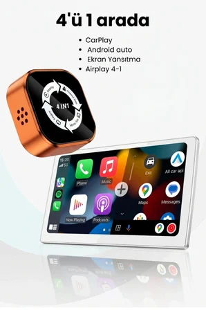solvis 4'ü 1 Arada Ekran Yansıtmalı Kablosuz CarPlay & Android Auto Dönüştürücü, İOS&Android Uyumlu