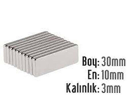 NEODYUM MIKNATIS 30X10X3 MM 5 ADET