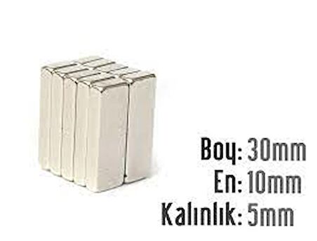 NEODYUM MIKNATIS 30X10X5 MM 5 ADET