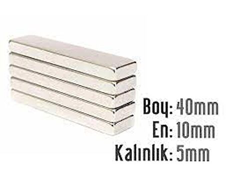 NEODYUM MIKNATIS 40X10X5 MM 5 ADET