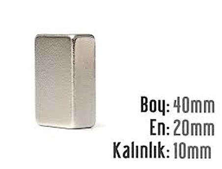 NEODYUM MIKNATIS 40X20X10 MM 2 ADET