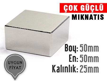 NEODYUM MIKNATIS 50X50X25 MM 1 ADET