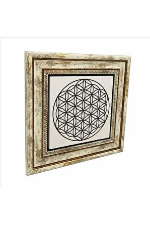 Yaşam Çiçeği Deseni Baskılı Taş Tablo 25X25