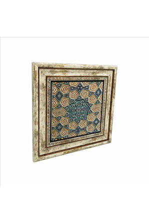 Geometrik Rumi Desen Baskılı Taş Tablo 25X25