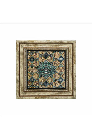 Geometrik Rumi Desen Baskılı Taş Tablo 25X25