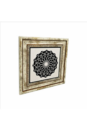 Yuvarlak Rumi Desen Baskılı Taş Tablo 25X25