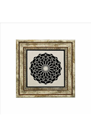 Yuvarlak Rumi Desen Baskılı Taş Tablo 25X25
