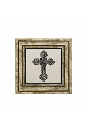 Haç Baskılı Taş Tablo 25X25